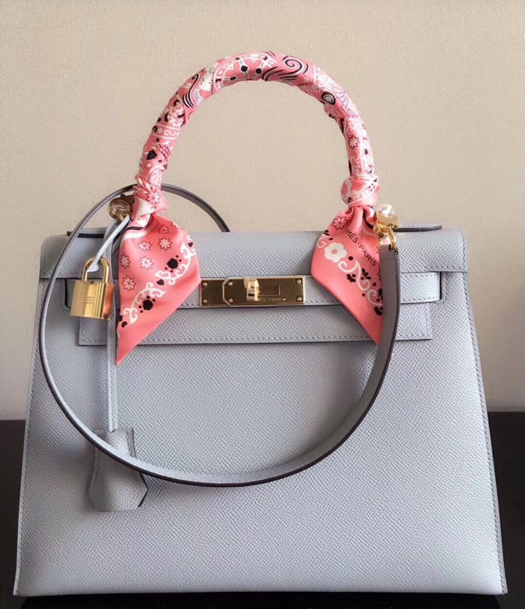 Hermes  Blue Glacier Kelly 20 Epsom  Gold Hardware