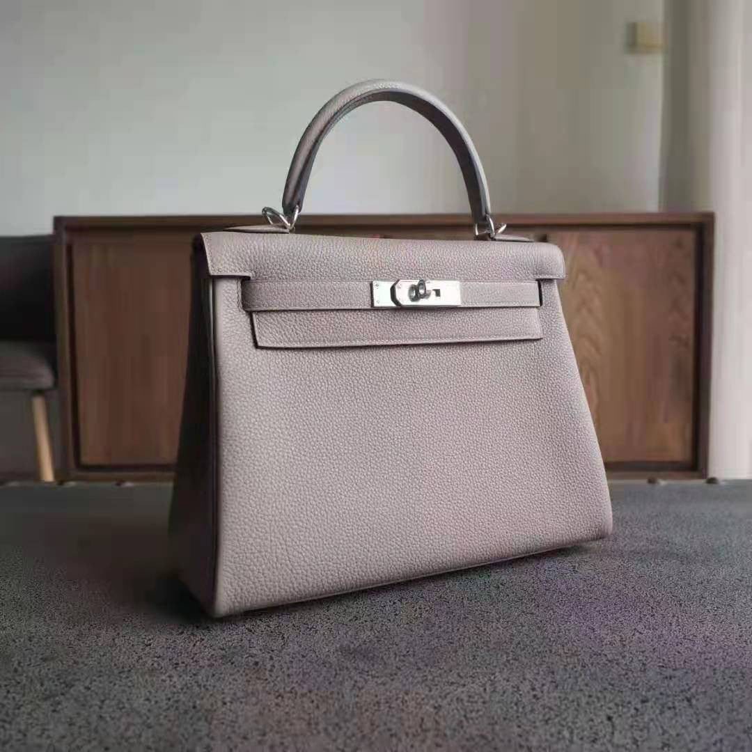 Hermès Gris Agate  Kelly 32 Togo Palladium Hardware