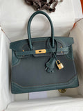 Hermes Limited Edition 6O Vert Cypress Ghillie Birkin 30cm Togo Gold Hardware