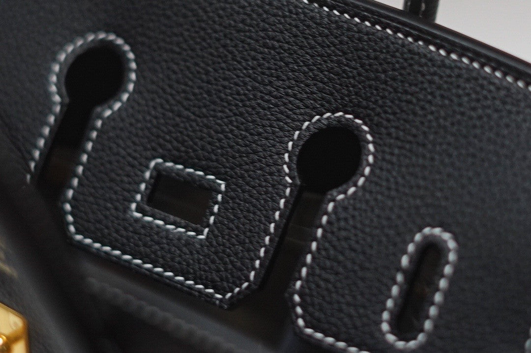 HERMES LIMITED EDITION BIRKIN 25 MISS YOU SELLIER UN POINT SUR DEUX NOIR BLACK MONSIEUR GOLD HARDWARE