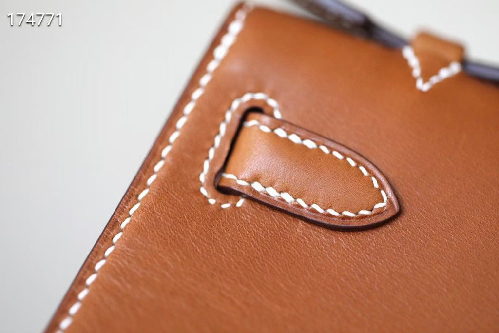 Hermès Limited Edition Mini Kelly Pochette Barenia Natara  leather/ Toile  Palladium hardware