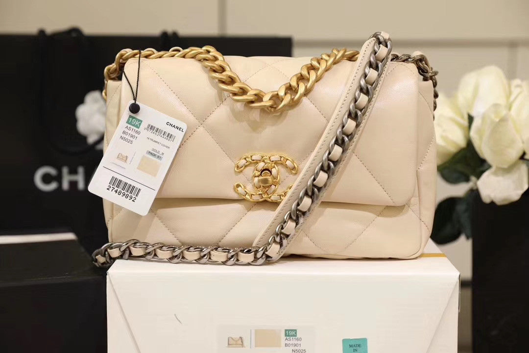 CHANEL 19 Flap Bag  Light Beige