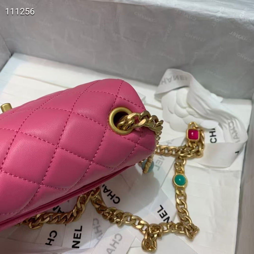 Chanel Flap Bag with Resin & Gold-Tone Metal Pink Mini