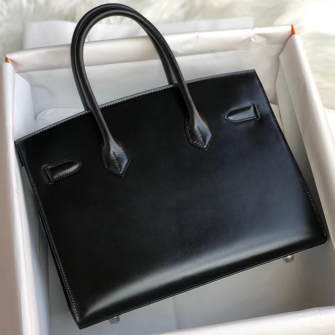 Hermes Black Sellier Birkin 30 Box Calf PHW