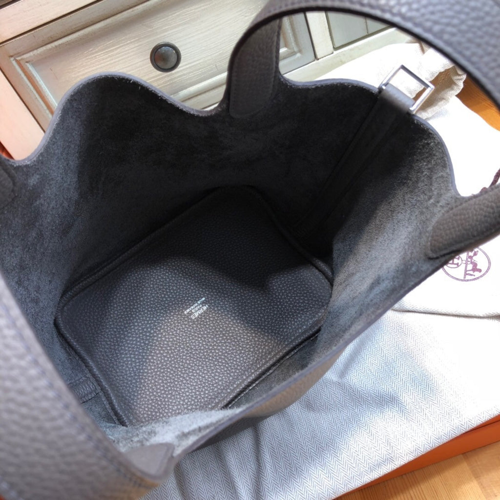 Hermes 8F Etain  Picotin Lock 18 Togo Leather Bag