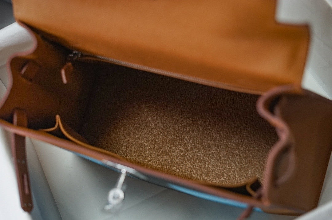 Hermes Kelly 28 Sellier Resort Gold Celeste Blue Palladium Hardware