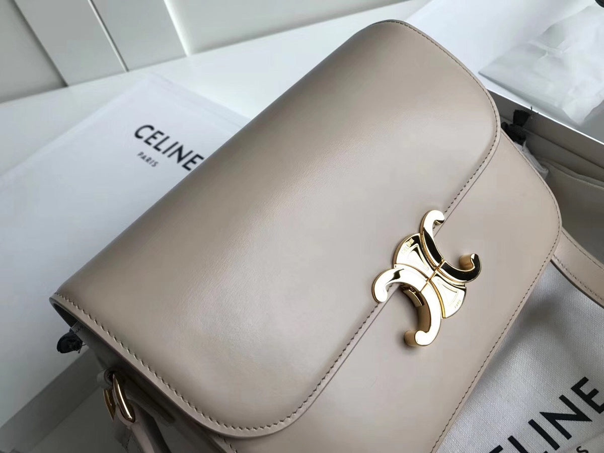 Celine MEDIUM TRIOMPHE BAG IN SHINY CALFSKIN NUDE