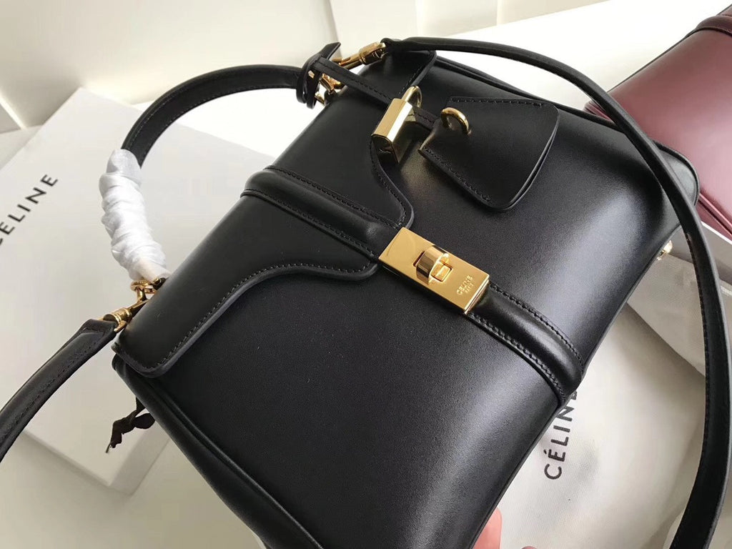 Celine  MEDIUM 16 BAG IN SATINATED CALFSKIN BLACK