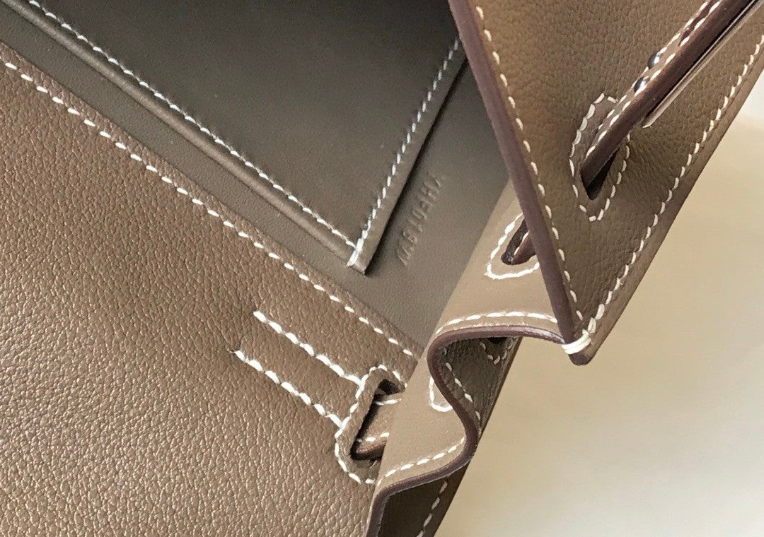 Hermes Etoupe Kelly Danse Bag Swift Leather Palladium Hardware
