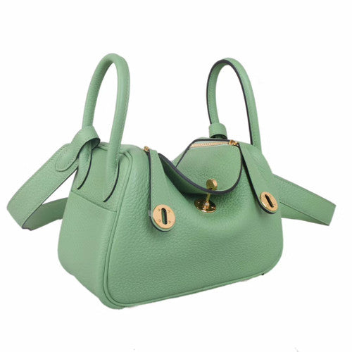 Hermes Mini Lindy 20cm Bag 3I Vert Criquet Togo Leather Gold Hardware
