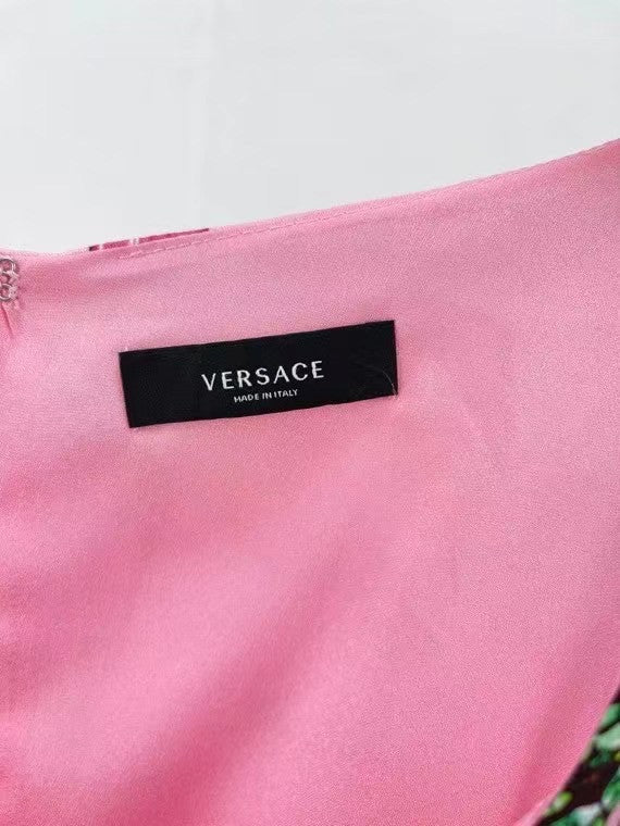 Versace TRÉSOR DE LA MER PRINT MIDI DRESS PINK