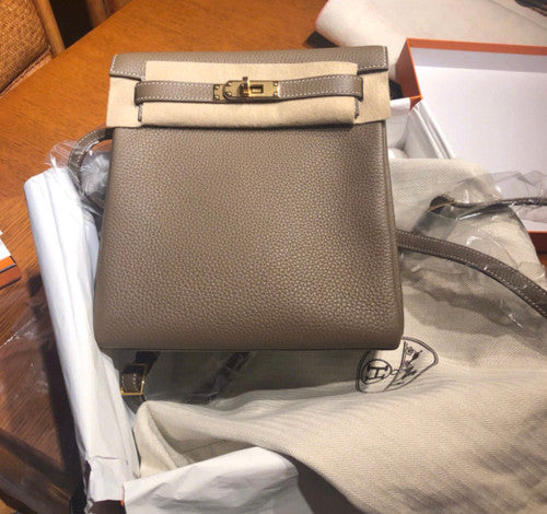 Hermes Kelly Ado backpack Etoupe