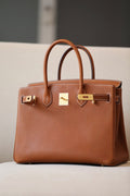 Hermes Birkin 30 Fauve Barenia Leather Gold Hardware