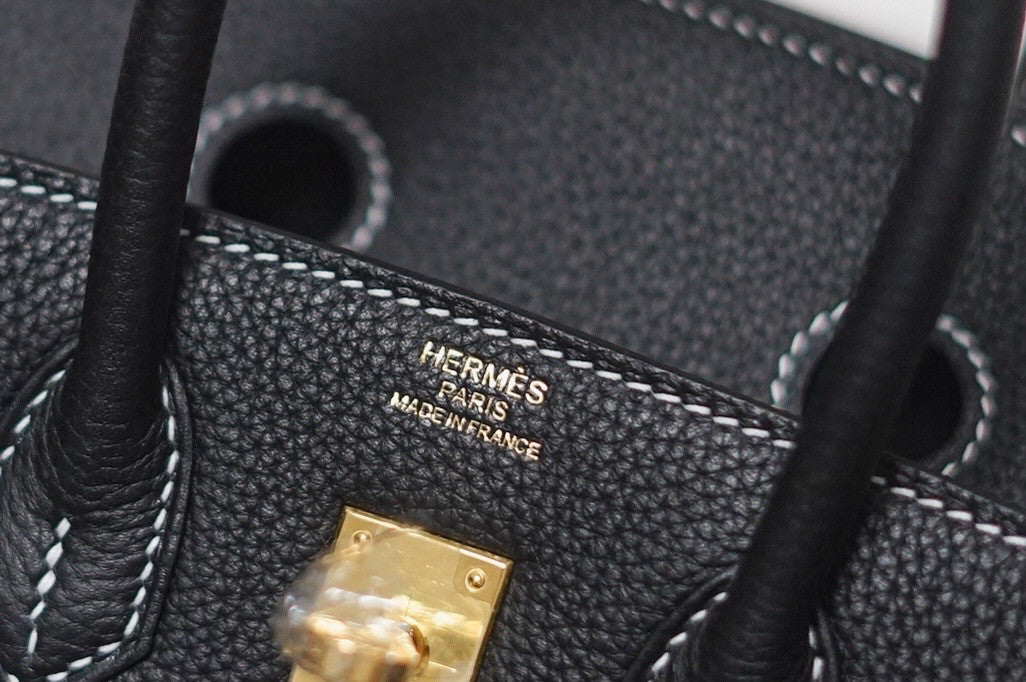 HERMES LIMITED EDITION BIRKIN 25 MISS YOU SELLIER UN POINT SUR DEUX NOIR BLACK MONSIEUR GOLD HARDWARE