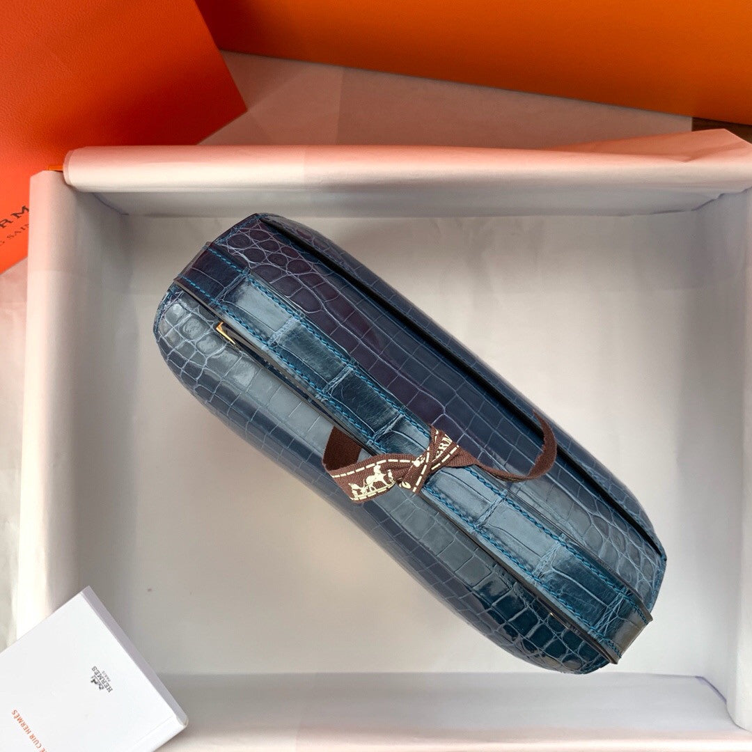Hermes  1P Blue Colvert Constance 23 Porosus Crocodile