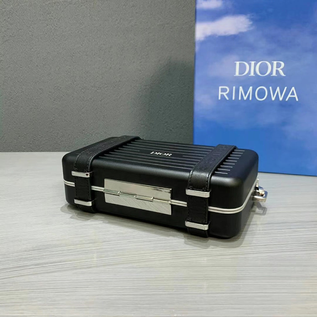 Christian Dior BLACK DIOR AND RIMOWA PERSONAL CLUTCH IN ALUMINUM AND GRAINED CALFSKIN
