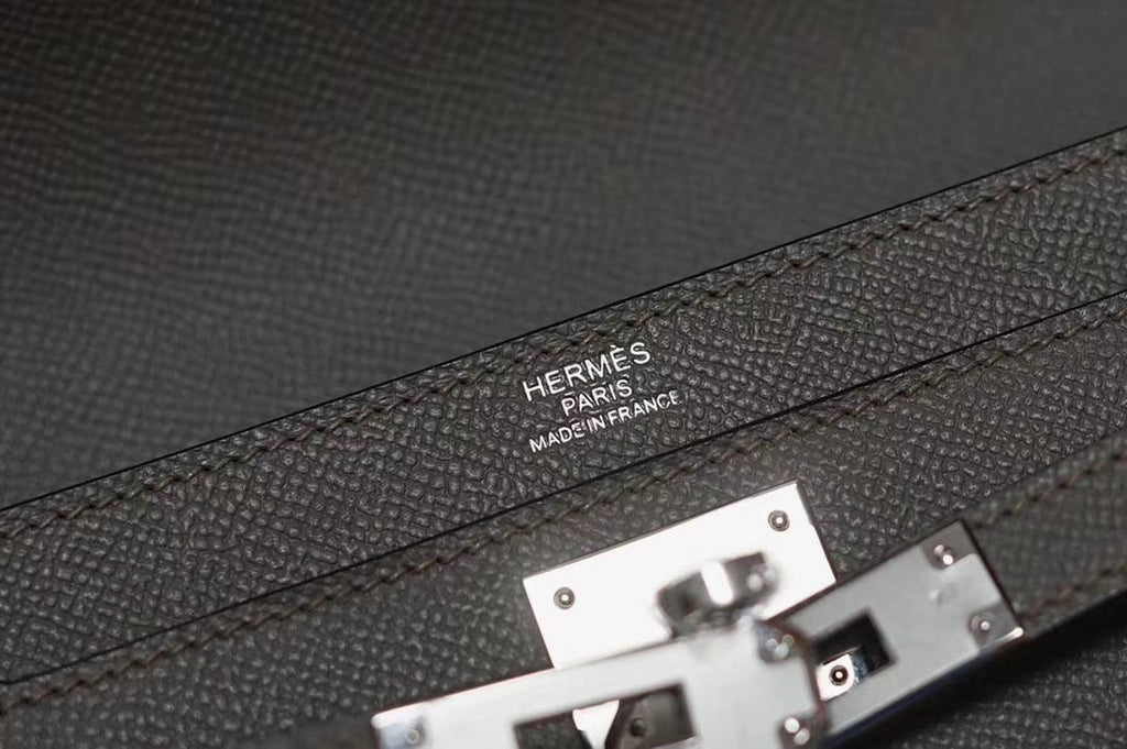 Hermes Kelly Depeches 25 Pochette Black Epsom Palladium Hardware