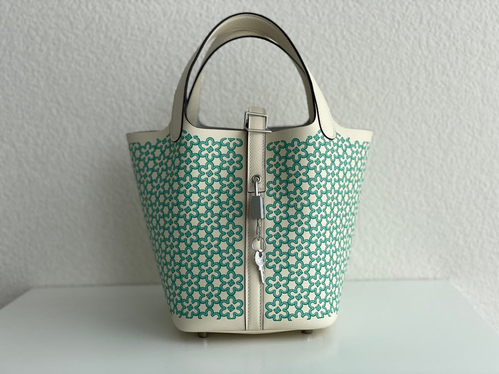 Hermès "Lucky Daisy" NataSwift Picotin Lock 18 Palladium Hardware, 2022