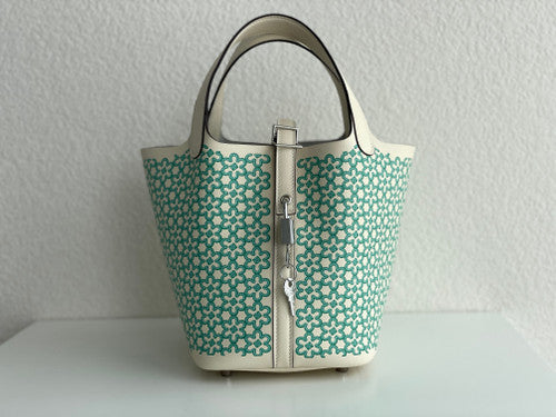Hermès "Lucky Daisy" NataSwift Picotin Lock 18 Palladium Hardware, 2022