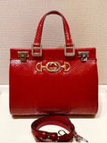 Gucci Red Zumi snakeskin medium top handle bag