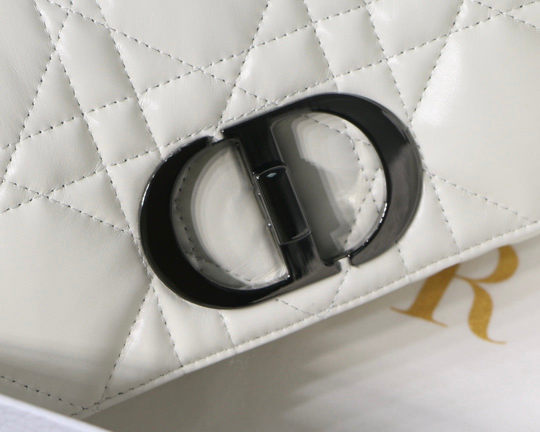 Christian Dior SMALL DIOR CARO BAG Latte Quilted Macrocannage Calfskin