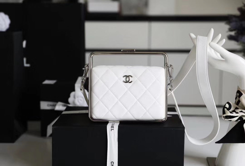 Chanel Lambskin White Clutch