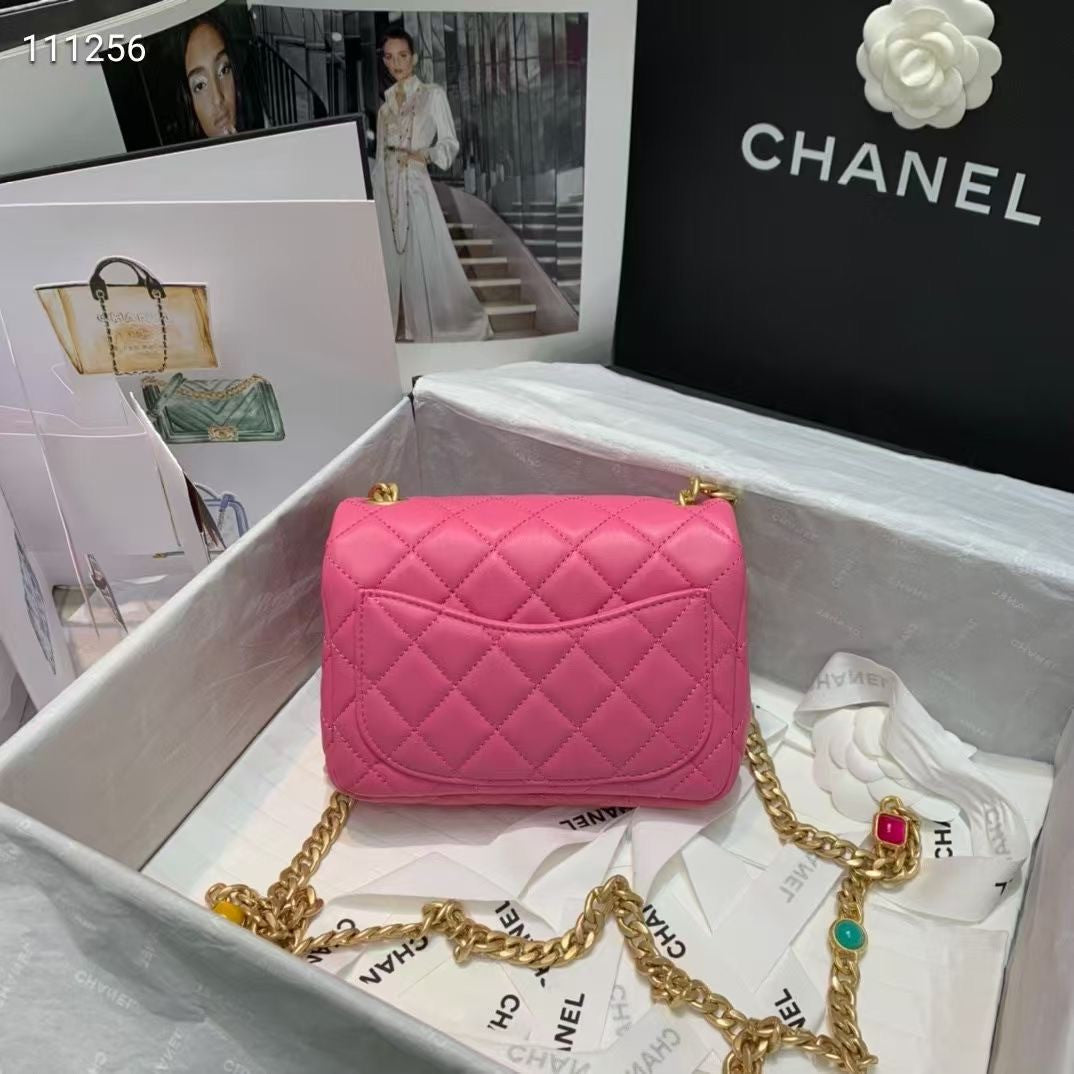 Chanel Flap Bag with Resin & Gold-Tone Metal Pink Mini