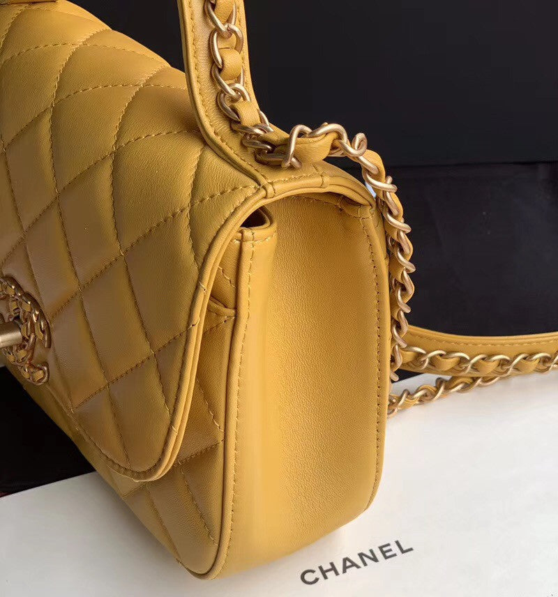 Chanel Flap Bag With Top Handle AS0970 Mustard