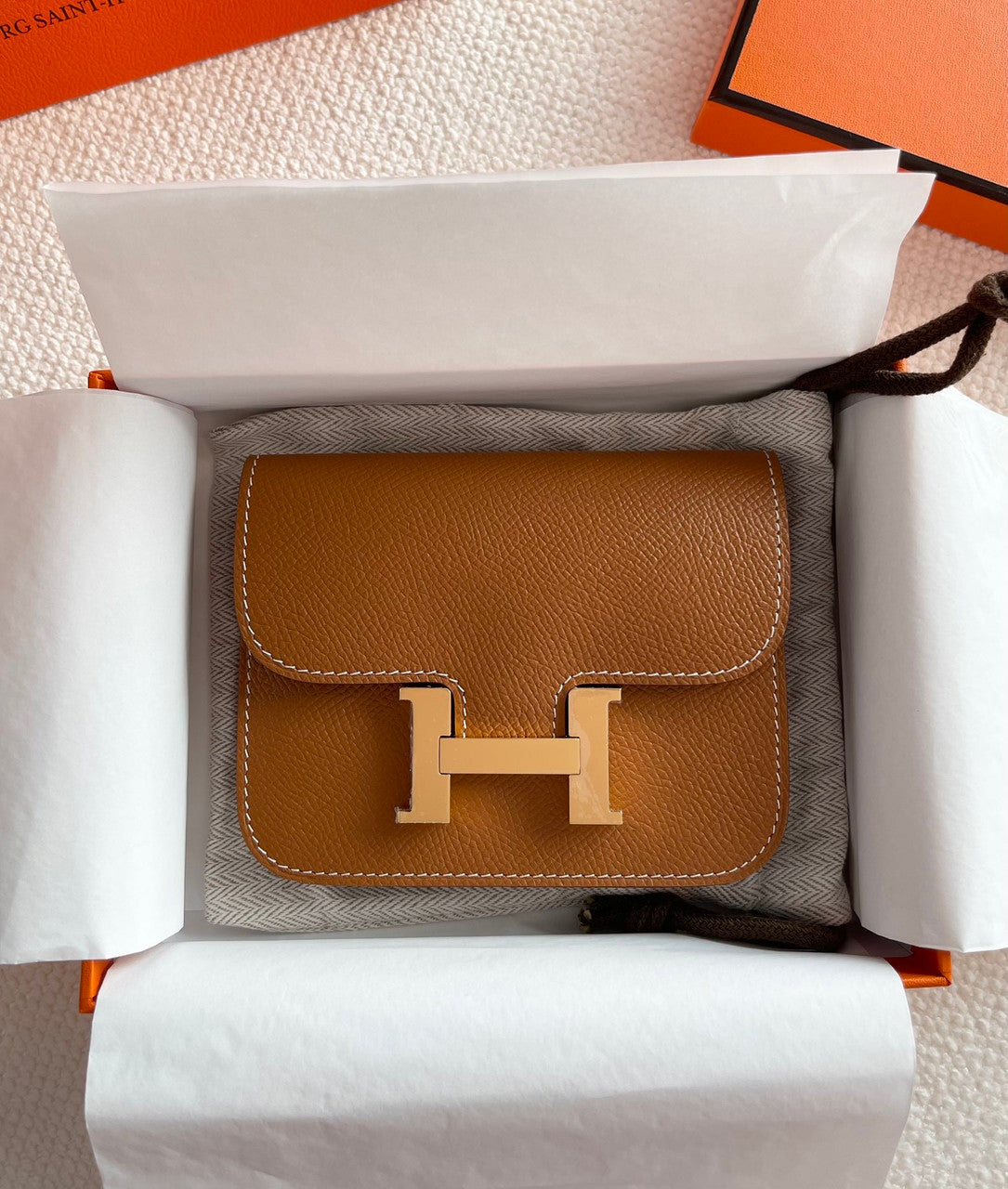 Hermès Constance Slim wallet Gold Epsom leather with gold hardware