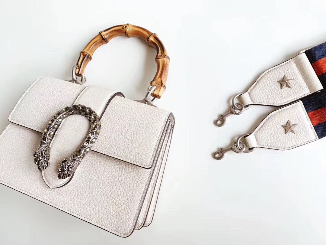 GUCCI Mini Dionysus Leather Top Handle Satchel Ivory