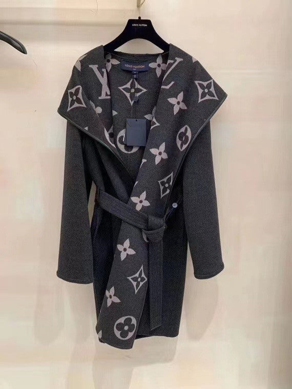 Louis Vuitton 1A82GO HOODED WRAP COAT WITH BELT