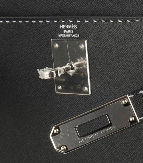 HERMES LIMITED EDITION KELLY 28 MISS YOU SELLIER UN POINT SUR DEUX NOIR BLACK MONSIEUR PALLADIUM HARDWARE