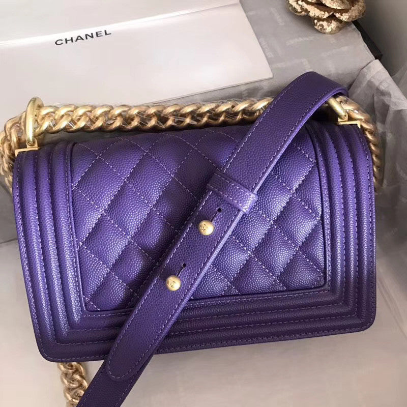 Chanel Small Purple BOY CHANEL Handbag  with gold-tone hardware