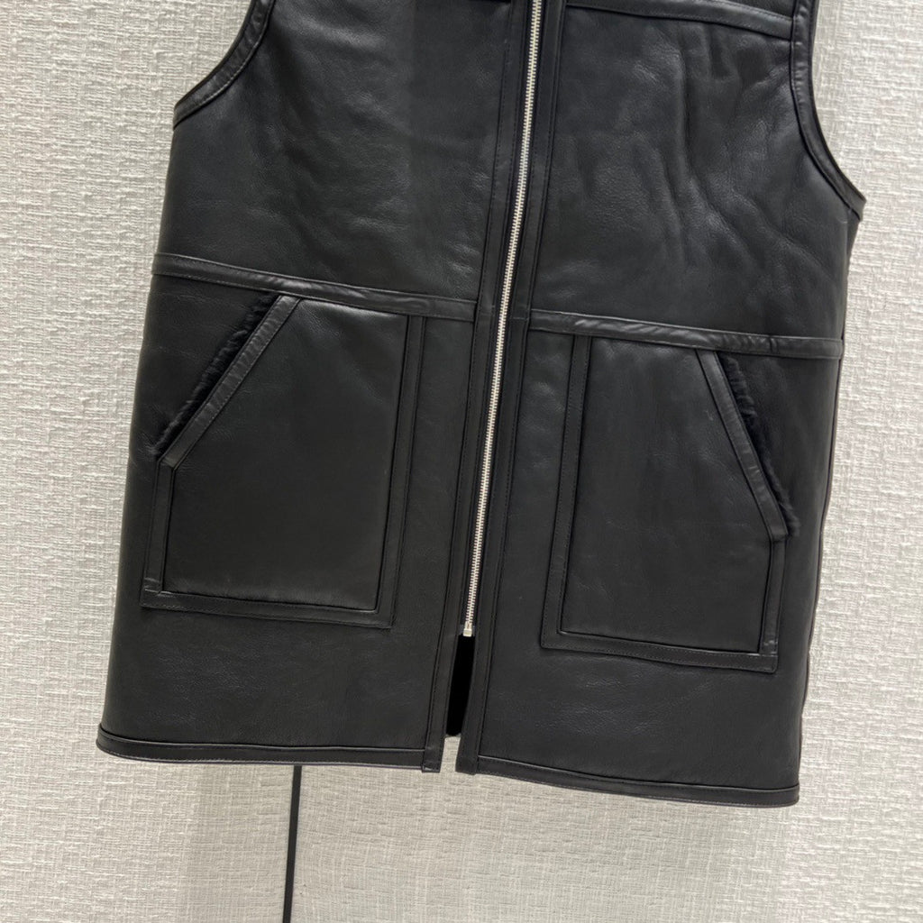 Hermès Reversible long leather vest