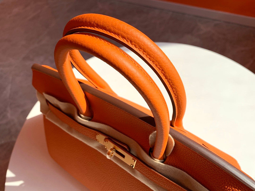 Hermes Orange Birkin Bag 30cm Togo Leather Gold Hardware