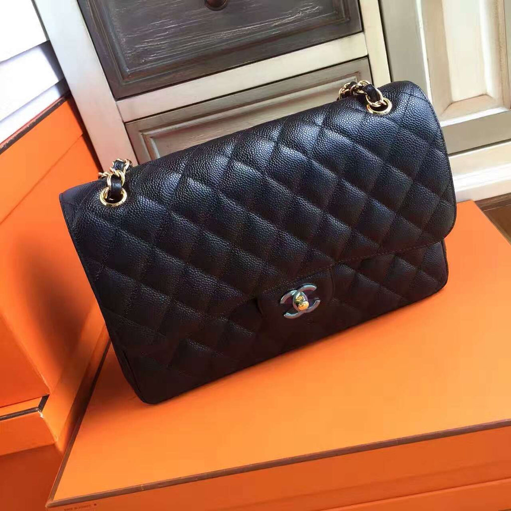 Chanel LARGE CLASSIC HANDBAG Black Calfskin