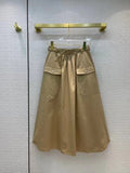 Christian Dior BELTED MID-LENGTH SKIRT Beige Technical Cotton Gabardine