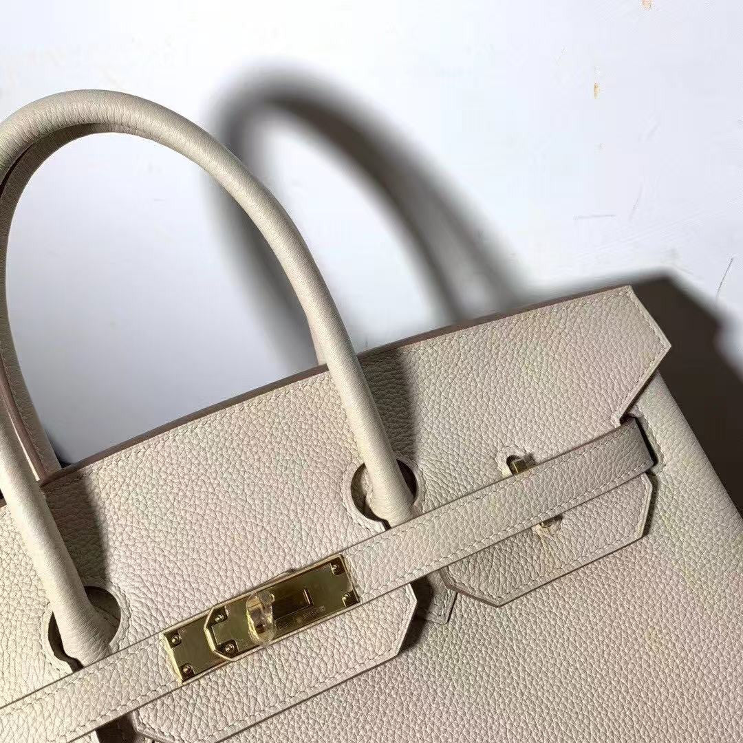 Hermès  10 craie Birkin 35  Togo Leather Gold Hardware