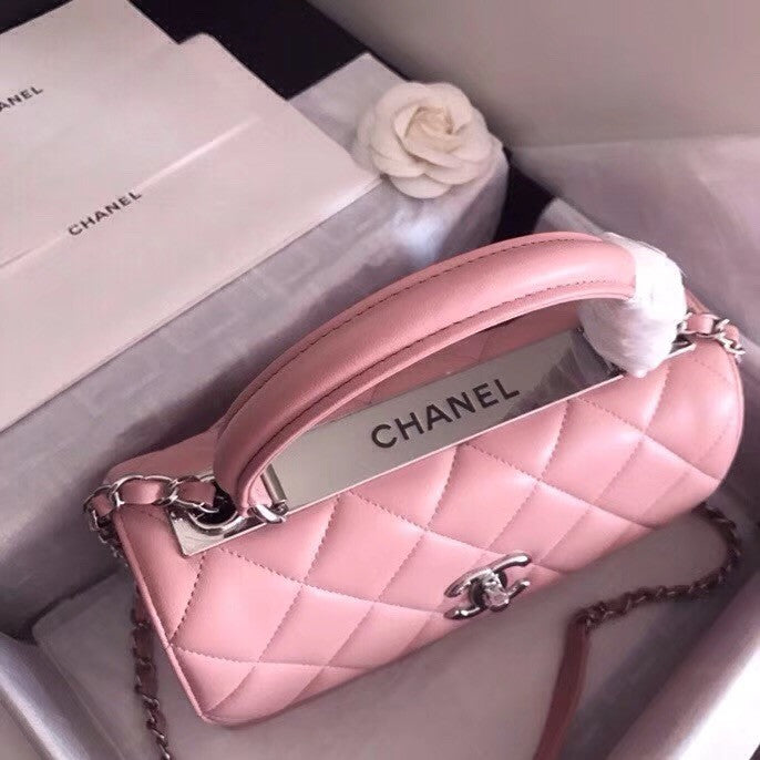 Chanel  Small Trendy CC Top Handle Bag Quilted Lambskin Pink