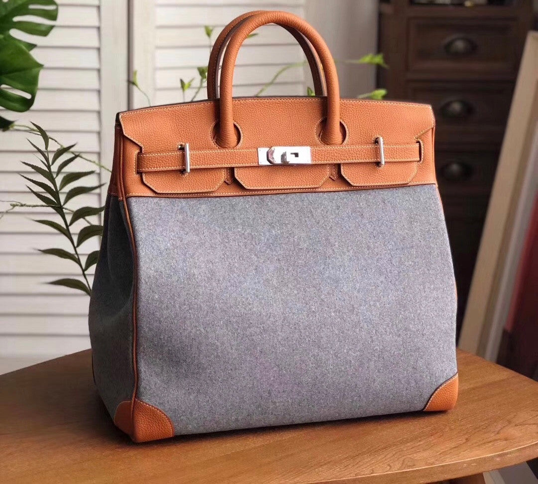 Hermes Birkin 40 Bag HAC Gris Moyen Grey Todoo Feutre Gold Togo Palladium