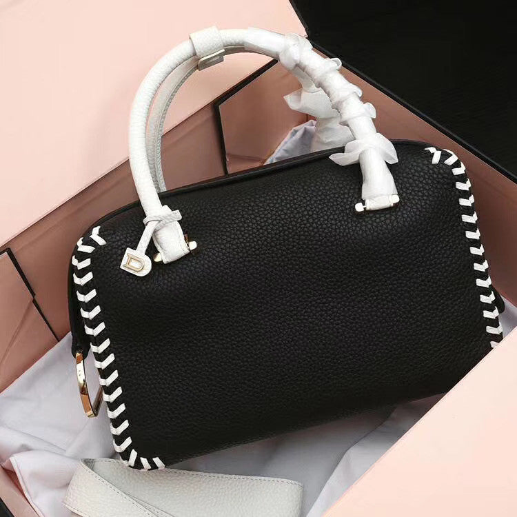 DELVAUX Limited Edition Cool Box Leather Satchel Black & White
