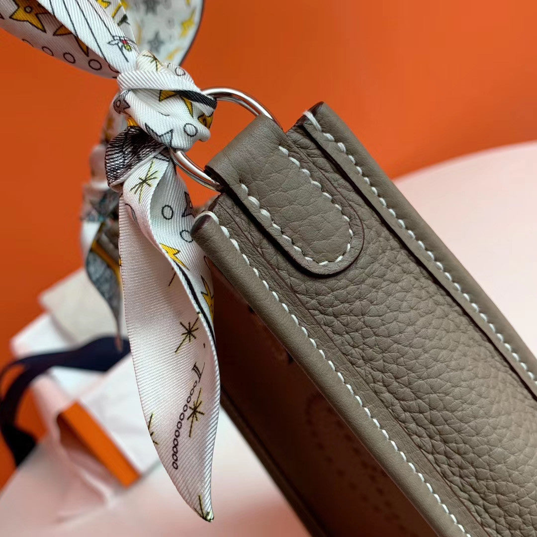 Hermès Evelyne Mini Bag Etoupe Taurillon Clemence Leather