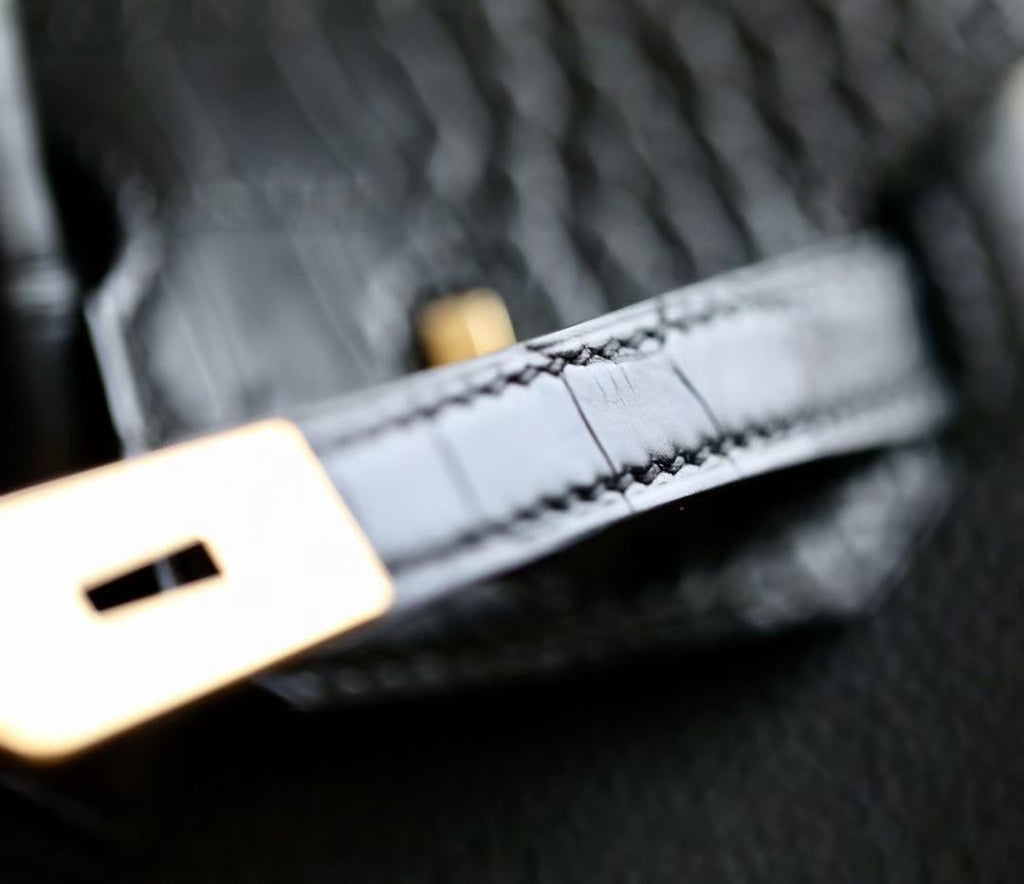 Hermès Black Niloticus Crocodile /Togo Birkin Touch 25cm Palladium Hardware