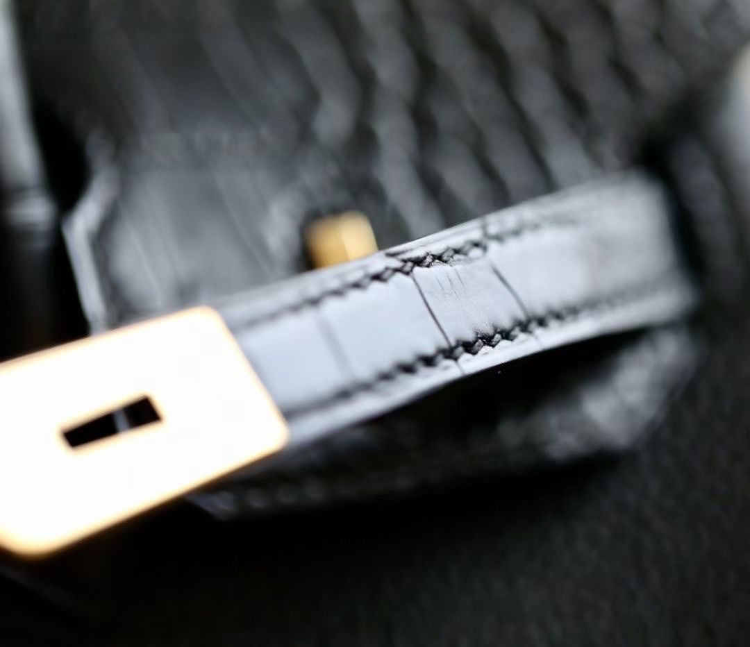 Hermès Black Niloticus Crocodile /Togo Birkin Touch 25cm Palladium Hardware