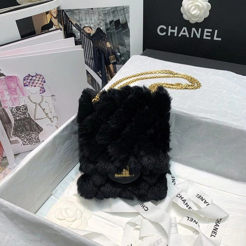 Chanel Shearling Lambskin Mini 2.55 Handbag Black