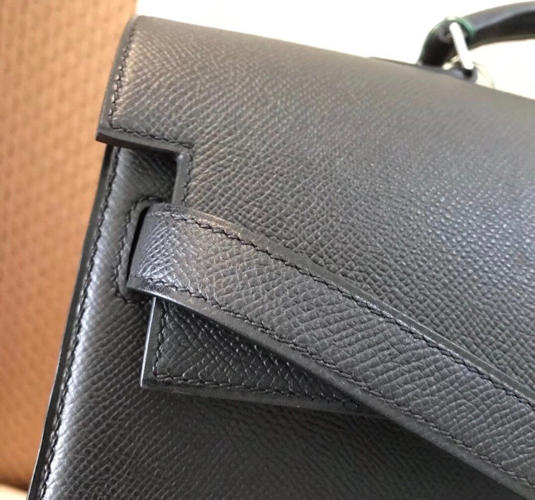 Hermes Kelly Depeche 38 Briefcase in Black with Palladium Hardware