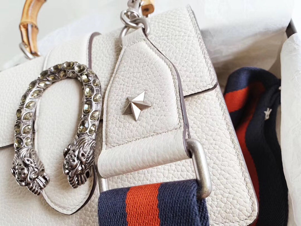 GUCCI Mini Dionysus Leather Top Handle Satchel Ivory