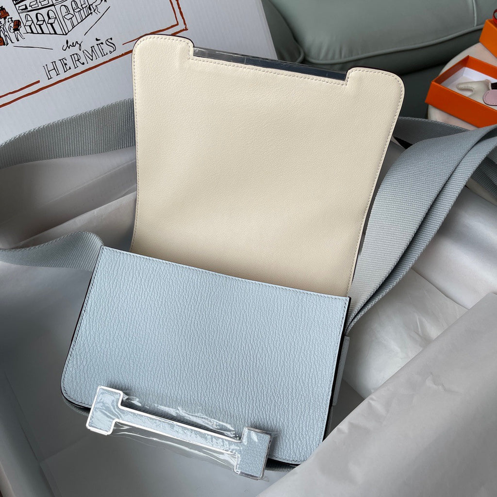 Hermès Geta  T0 Blue Brume Chevre Palladium Hardware