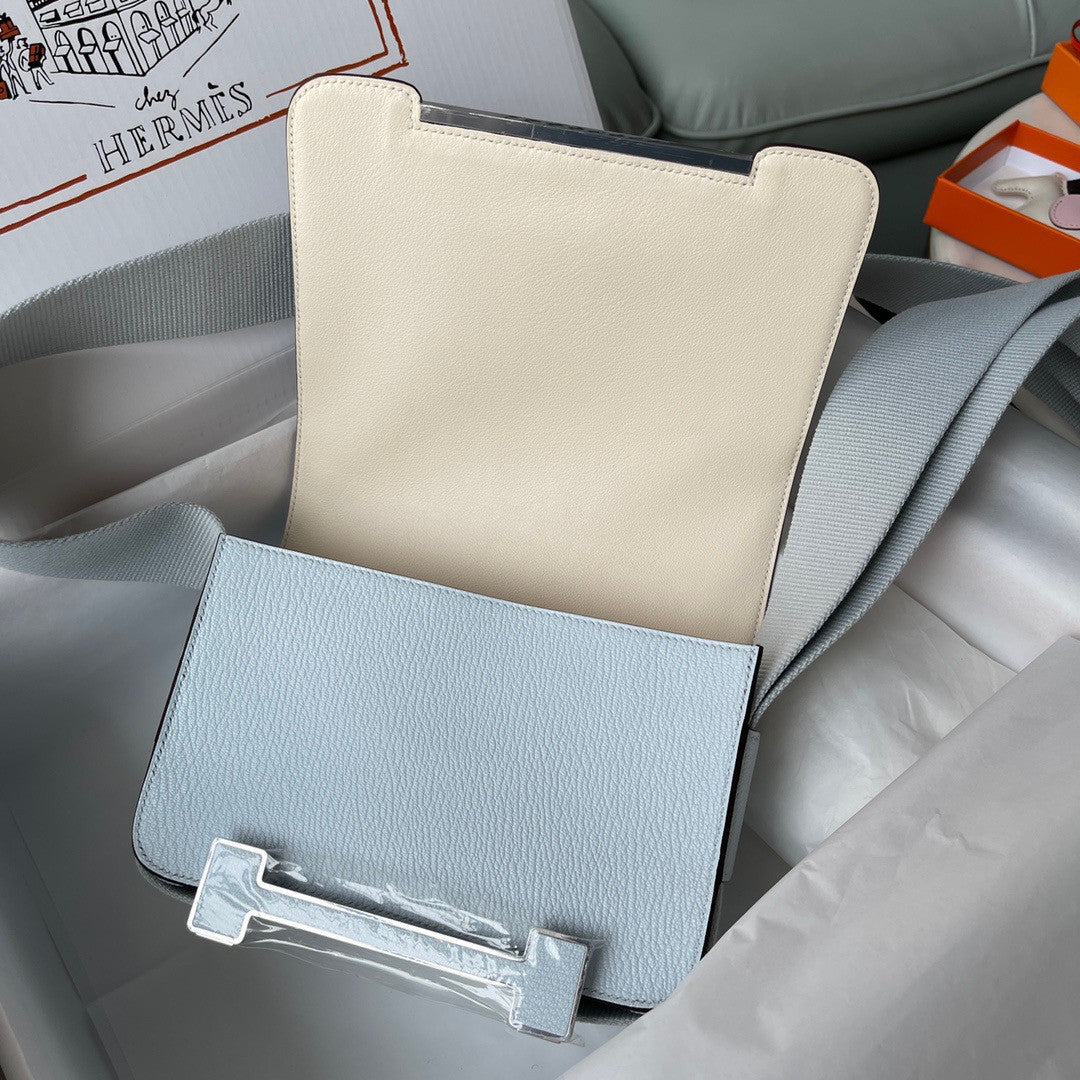 Hermès Geta  T0 Blue Brume Chevre Palladium Hardware