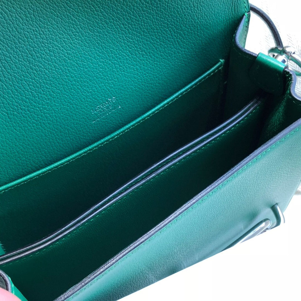 Hermes U4 Vert Evercolor Calfskin Mini Roulis Bag Palladium Hardware
